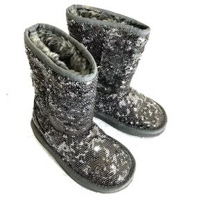 Stuart Weitzman Girls Lil Vera Sequin Fur Boots 7